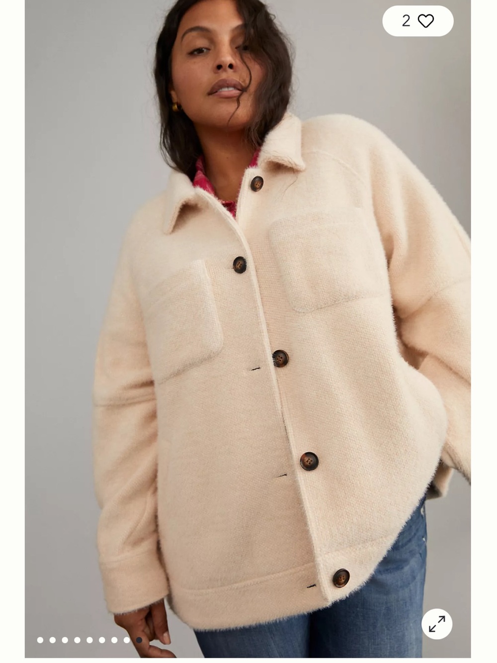 Anthropologie 🤍🤎 Greylin Charley Cream beige Knit Shacket NWT